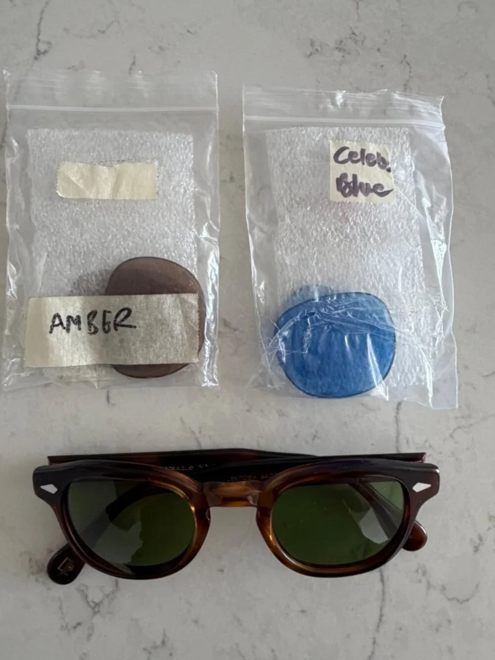 MOSCOT Lemtosh Sz 44mm Tobacco Authentic + Blue Green Amber Tinted Lens SetsNWOT